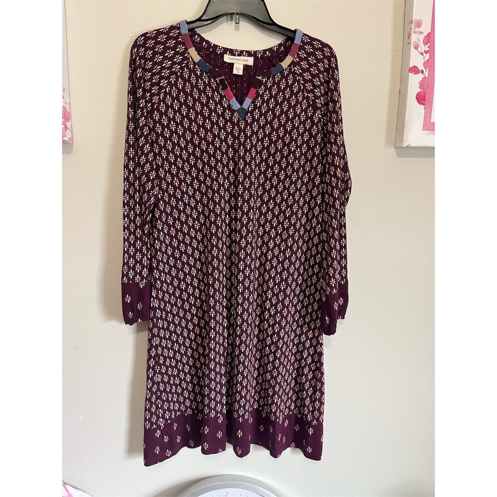Coldwater Creek Tunic Dress‎ Womens Petite M Purple Floral Knee Length Boho